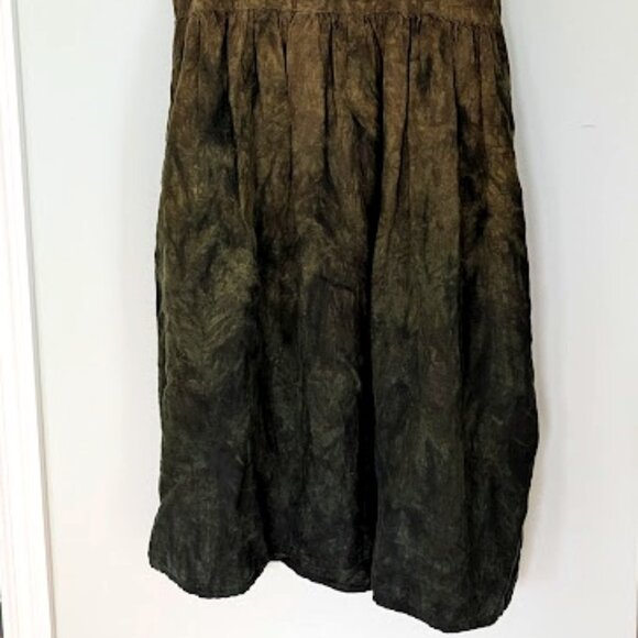 S/M Earthy Olive Green Katie Diamond Wolff Linen Sleevless Dress with Pockets - Picture 2 of 5